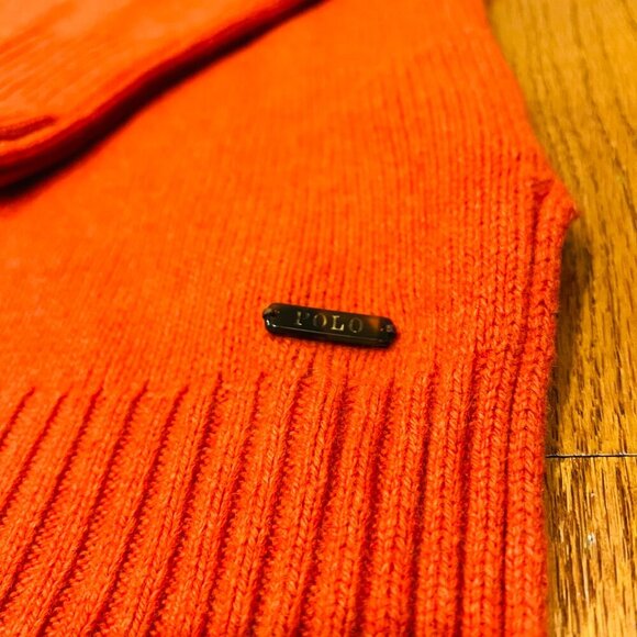 Vintager Polo Ralph Lauren Cashmere Blend Orange Turtleneck Sweater Size S - Picture 7 of 16